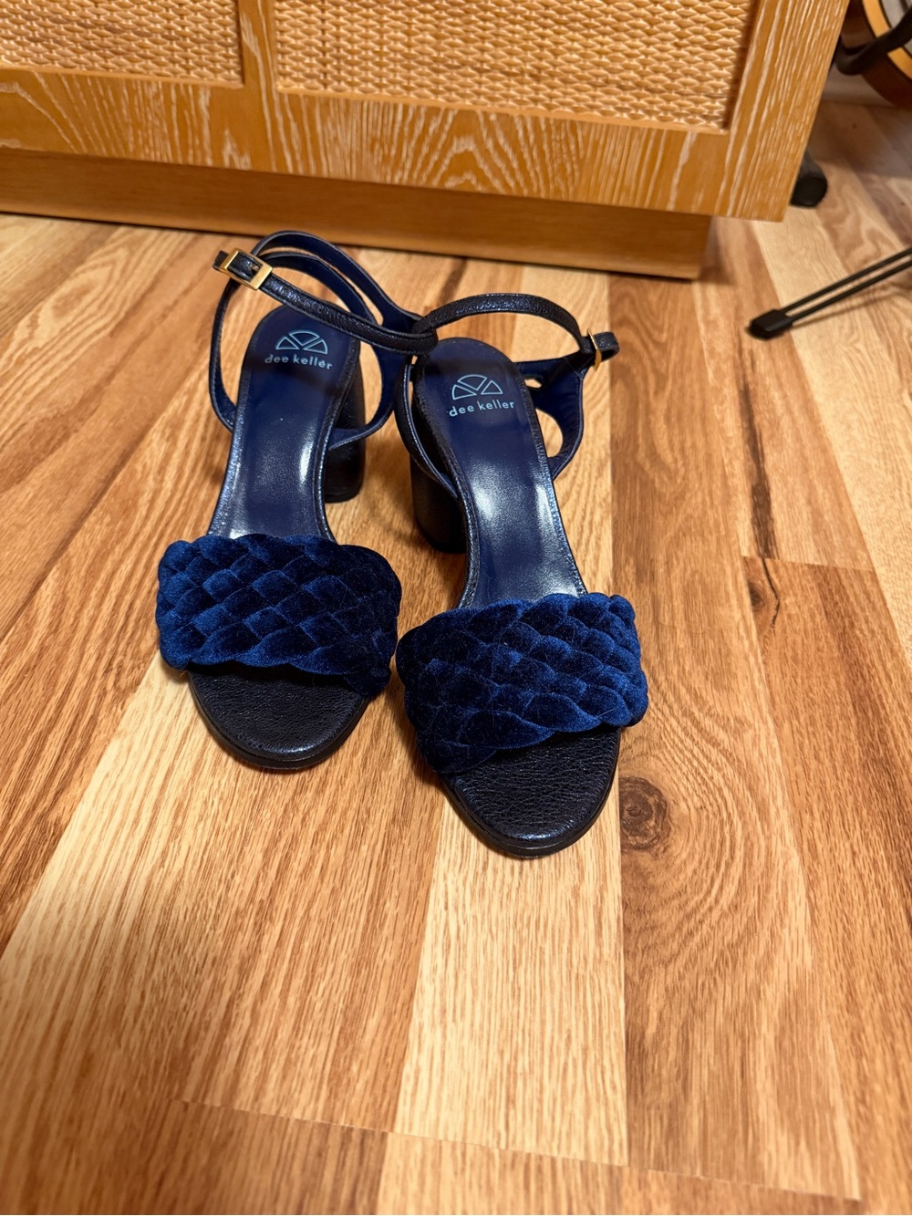 Dee Keller made in Italy Braided Velvet Block Heel Sandals